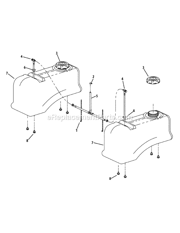 Fuel Tank Assembly Diagram and Parts List for S7237-KW 53CI8DU8050 Cub Cadet Sprayer